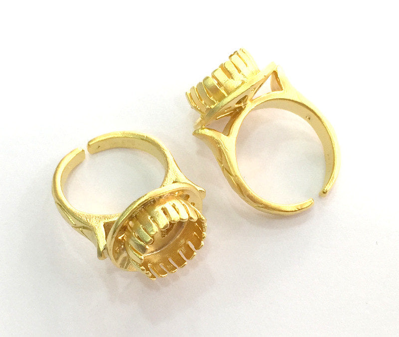 Adjustable Ring Blank (10 mm Blank)  , Gold Plated Brass G3379