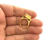 Adjustable Ring Blank (10 mm Blank)  , Gold Plated Brass G3379