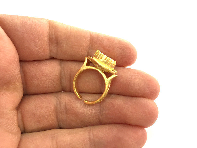 Adjustable Ring Blank (10 mm Blank)  , Gold Plated Brass G3379