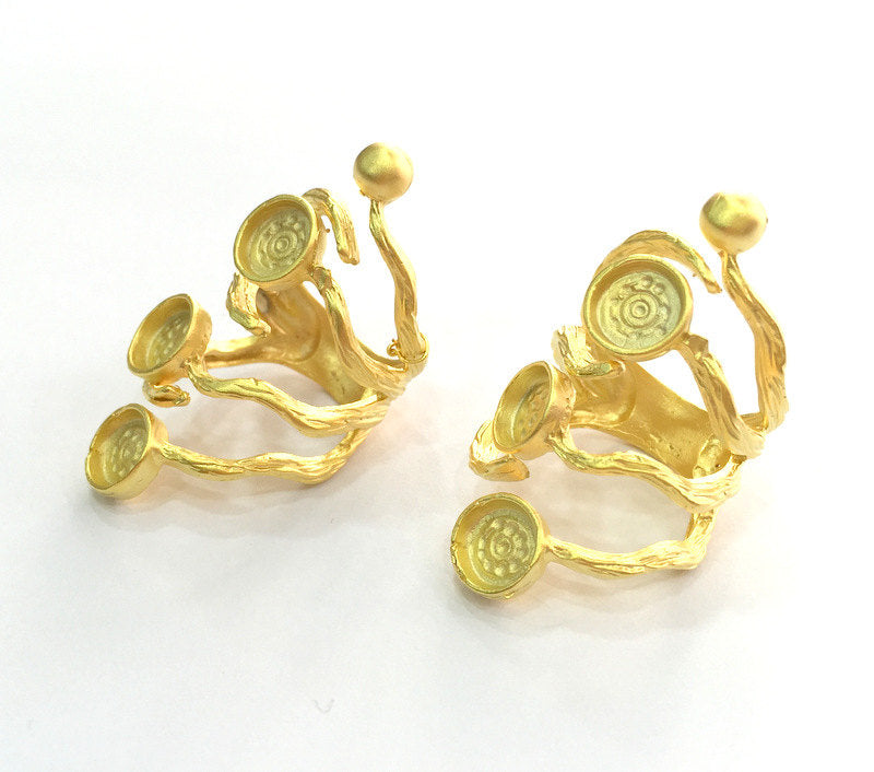 Adjustable Ring Blank (8mm Blank) , Gold Plated Brass G3383