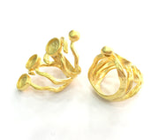 Adjustable Ring Blank (8mm Blank) , Gold Plated Brass G3383