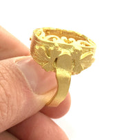 Ring Blank Base Bezel Setting Adjustable Ring Blank,(20x14mm Blank) , Gold Plated Brass G3384