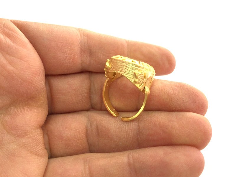 Ring Blank Base Bezel Setting Adjustable Ring Blank,(20x14mm Blank) , Gold Plated Brass G3384