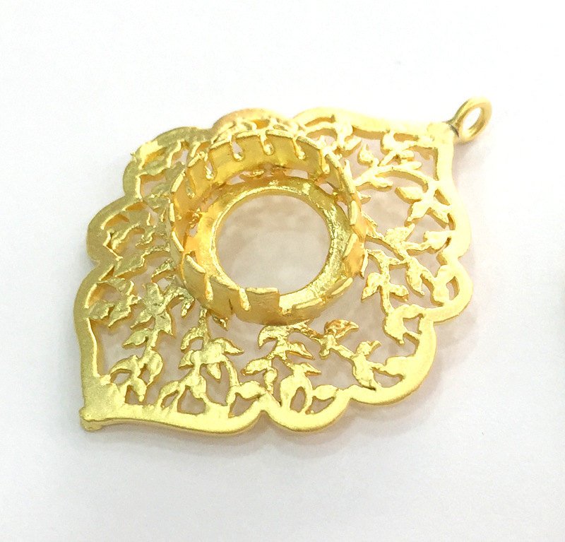 Gold Plated Brass Mountings ,  Blank 45x34mm (14mm blank) G3385