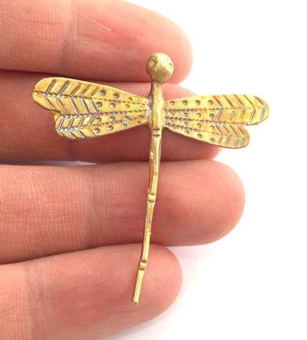 Raw Brass Dragonfly Pendant 46x45mm G3388