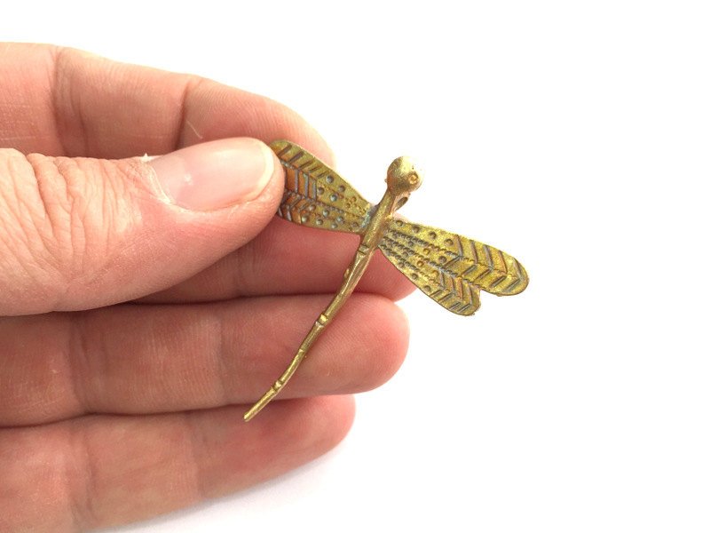 Raw Brass Dragonfly Pendant 46x45mm G3388