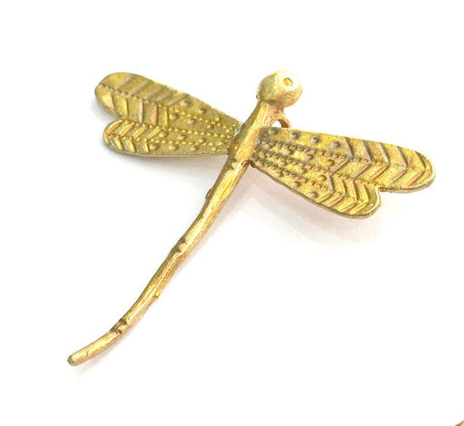 Raw Brass Dragonfly Pendant 46x45mm G3388