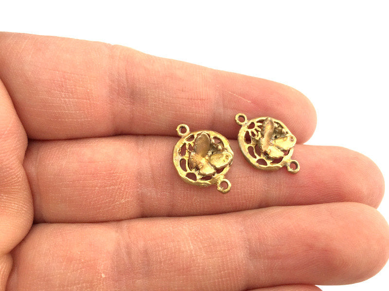 2 Raw Brass Butterfly Charms 18x13 mm G3393