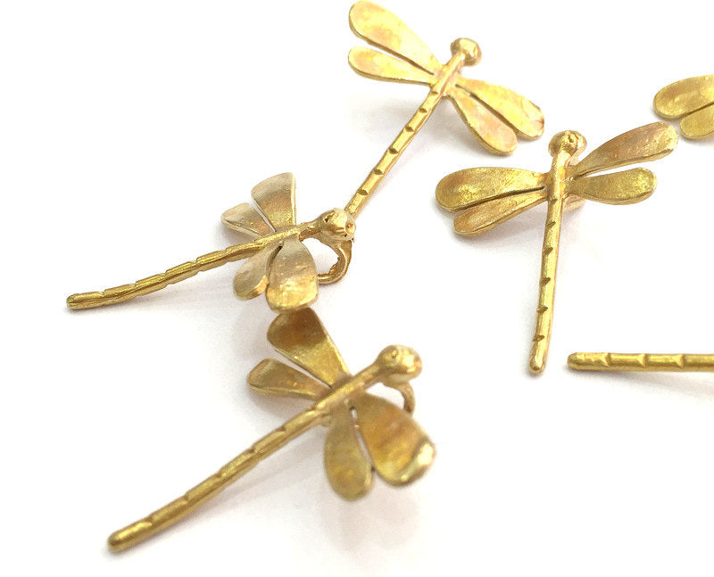 2 Raw Brass Dragonfly Charms 28x26 mm G3395
