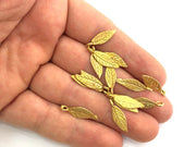 10 Raw Brass Leaf Charms 20x7 mm G3397