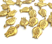 10 Raw Brass Flower Charms 15x8 mm G3398