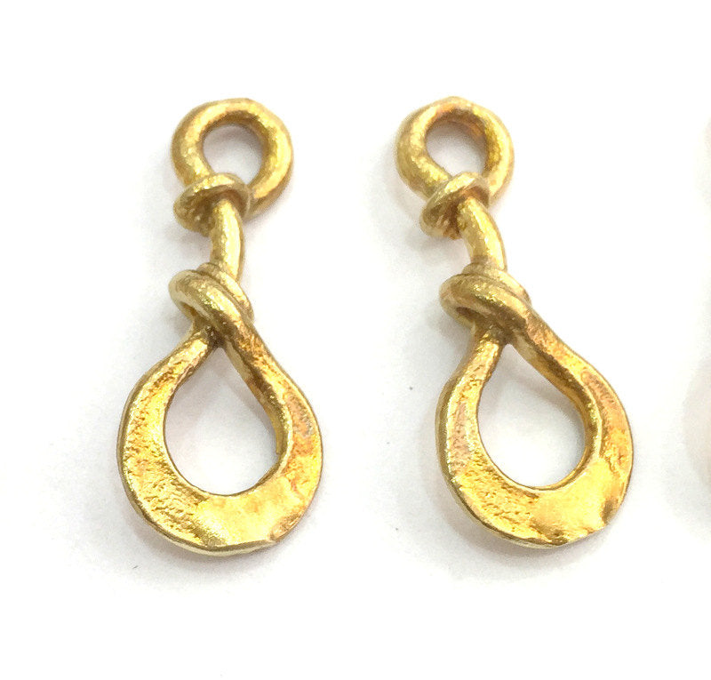 4 Raw Brass Knot Charms 18x13 mm G3399