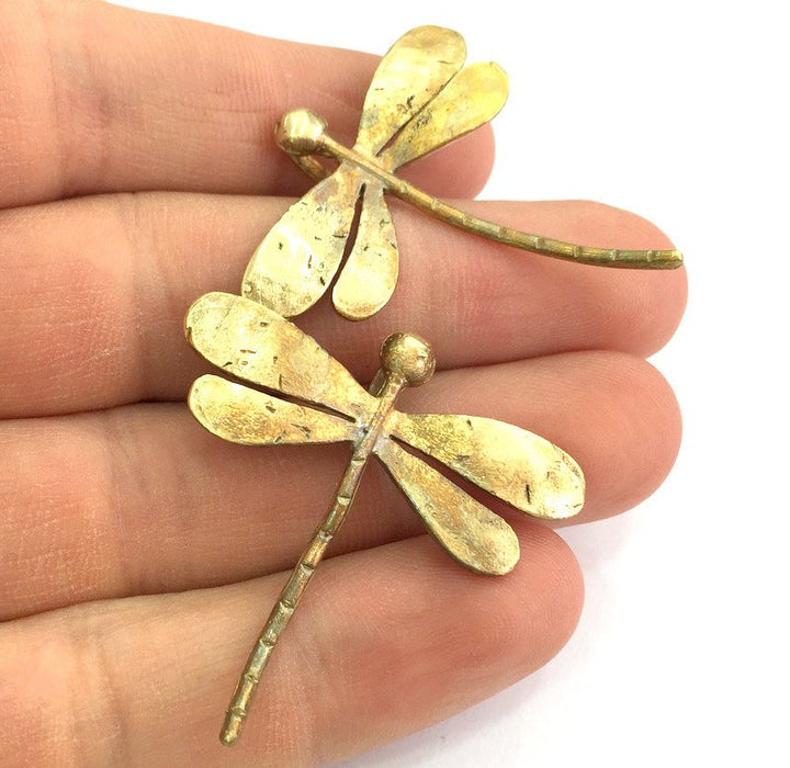 Raw Brass Dragonfly Pendant 42x40mm G3405