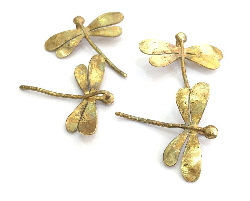 Raw Brass Dragonfly Pendant 42x40mm G3405