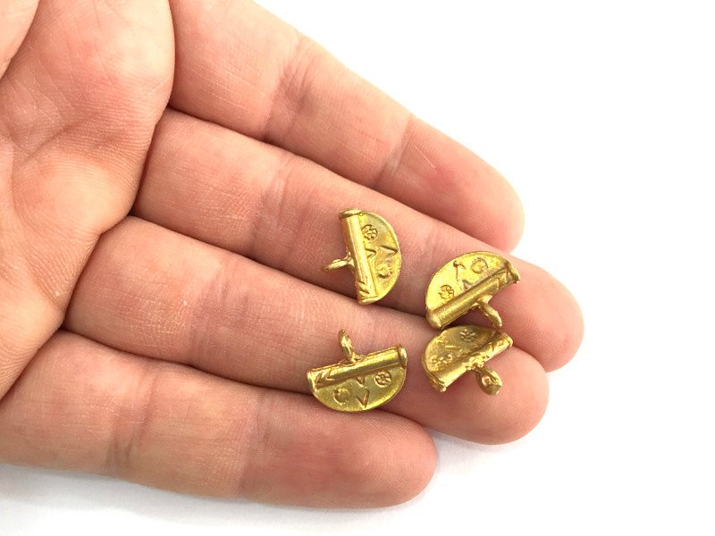 4 Raw Brass Charms 15x13 mm G3392