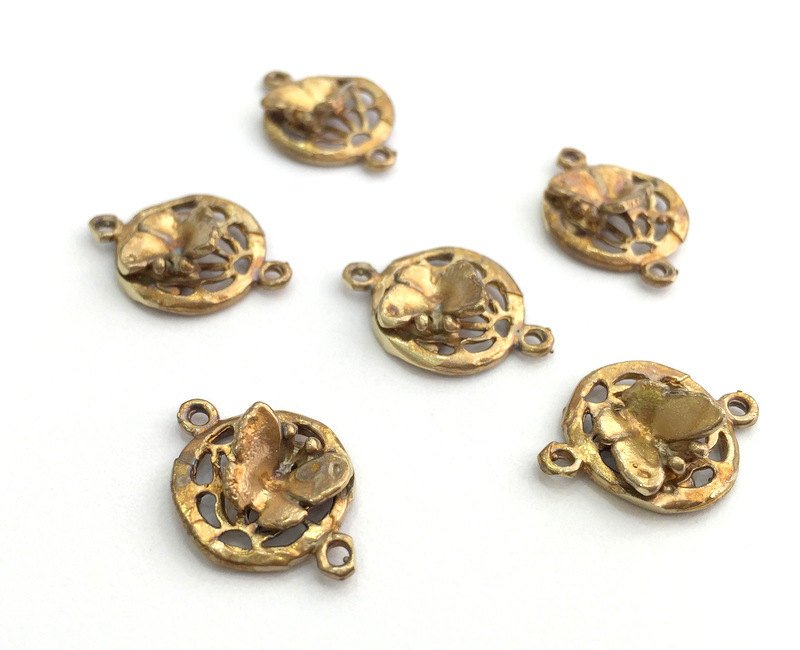 2 Raw Brass Butterfly Charms 18x13 mm G3393