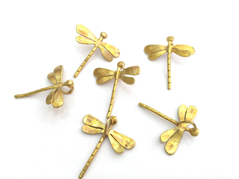 2 Raw Brass Dragonfly Charms 28x26 mm G3395