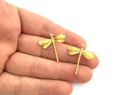2 Raw Brass Dragonfly Charms 28x26 mm G3395