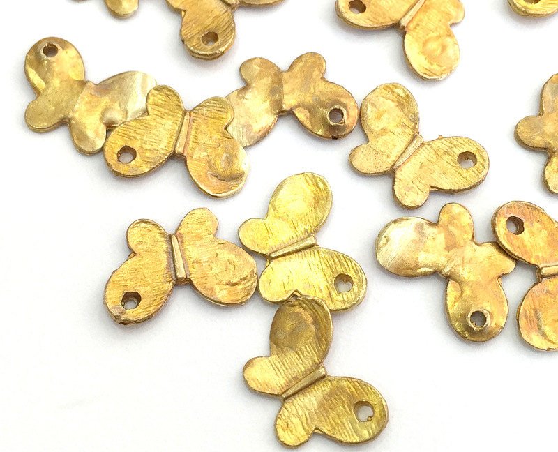 4 Raw Brass Butterfly Charms 16x12 mm G3396