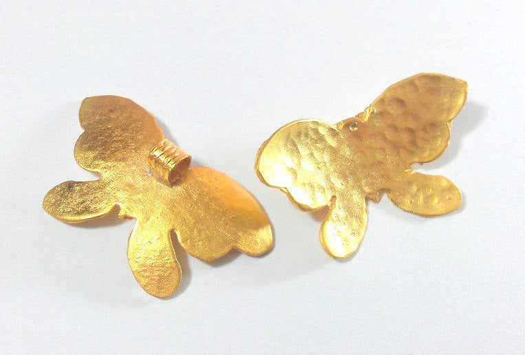 Gold Butterfly Pendant , Gold Plated Brass G12937