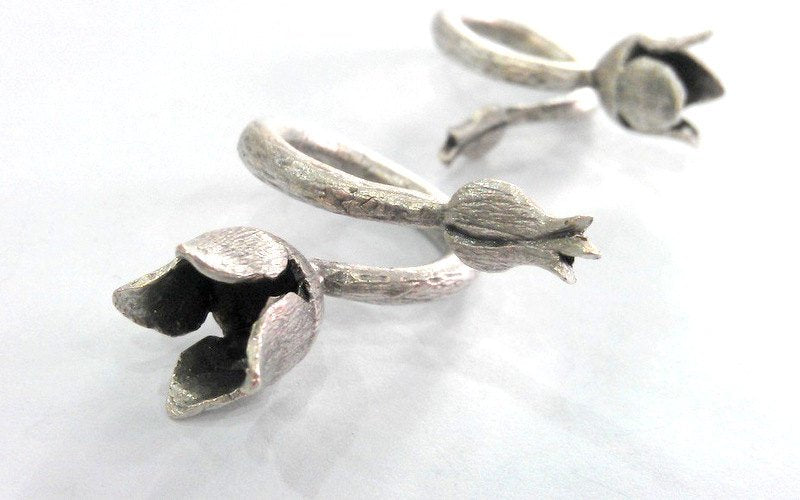 Silver Ring Bezel Base Settings Blank Cabochon Base Mountings Adjustable (8 mm blank) ,Findings G11910