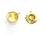 2 Raw Brass Mountings , Bezel Settings,Cabochon Base , Blank G3416