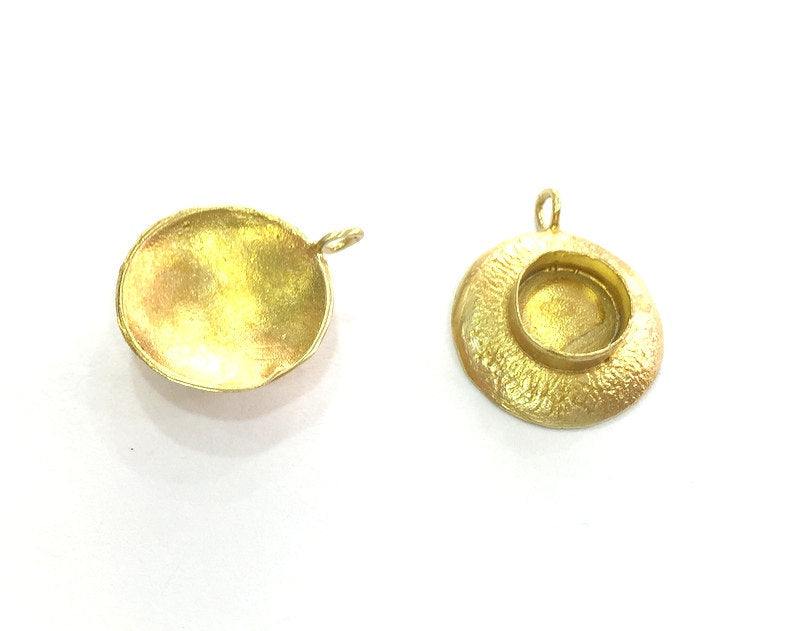 2 Raw Brass Mountings , Bezel Settings,Cabochon Base , Blank G3416