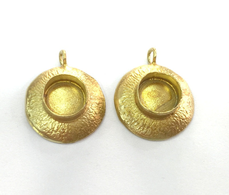 2 Raw Brass Mountings , Bezel Settings,Cabochon Base , Blank G3416