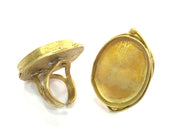 Raw Brass Ring Bezel Base Settings Blank Cabochon Base Mountings Raw Brass Adjustable Ring Blank (30x22mm Blank)  G3412