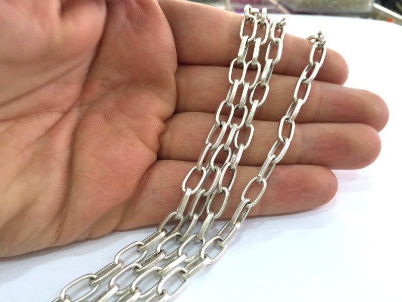 Silver Chain Antique Silver Plated Large Chain 1 Meter - 3.3 Feet  (11x6 mm) G9558