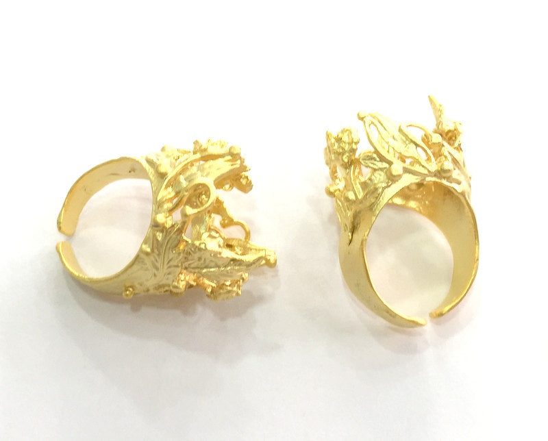 Adjustable Ring Blank (18mm Blank) , Gold Plated Brass G3430