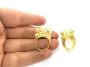 Adjustable Ring Blank (18mm Blank) , Gold Plated Brass G3430