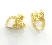 Adjustable Ring Blank (18mm Blank) , Gold Plated Brass G3430