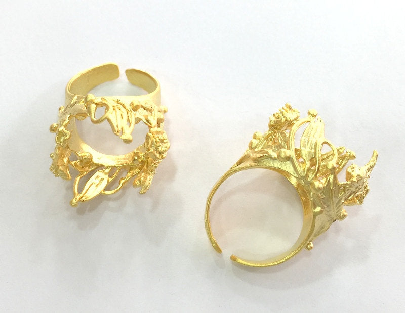 Adjustable Ring Blank (18mm Blank) , Gold Plated Brass G3430