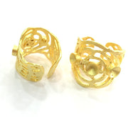 Adjustable Ring Blank (4mm Blank) , Gold Plated Brass G3434