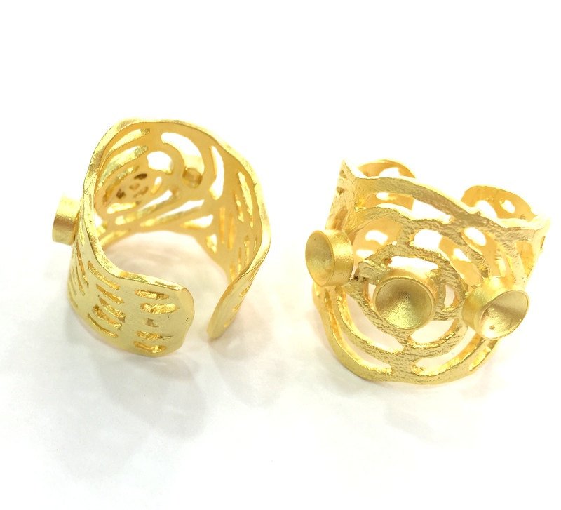 Adjustable Ring Blank (4mm Blank) , Gold Plated Brass G3434