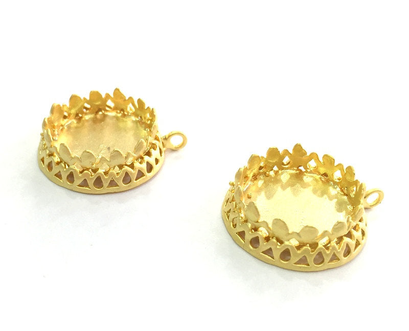 Gold Pendant Blank Base Setting Necklace Blank Mountings  Gold Plated Brass  (20 mm blank) G3437