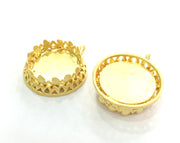 Gold Pendant Blank Base Setting Necklace Blank Mountings  Gold Plated Brass  (20 mm blank) G3437