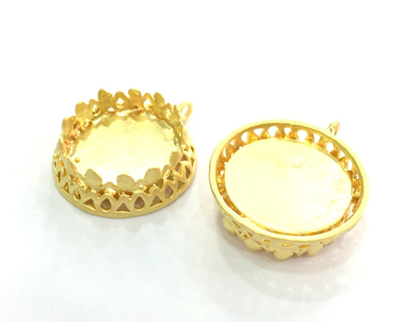 Gold Pendant Blank Base Setting Necklace Blank Mountings  Gold Plated Brass  (20 mm blank) G3437