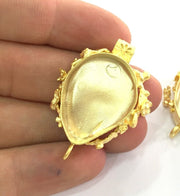 Gold Plated Brass Mountings ,  Blanks  43x30 mm (28x20 mm blank) G3442
