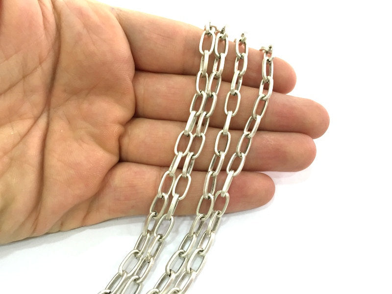 Silver Chain Antique Silver Plated Large Chain 1 Meter - 3.3 Feet  (11x6 mm) G9558
