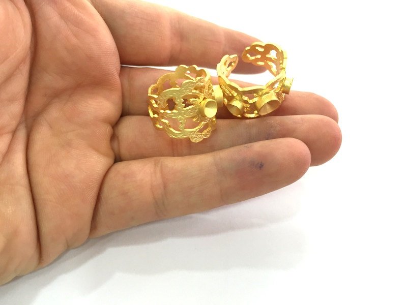 Adjustable Ring Blank (4mm and 5mm Blank) , Gold Plated Brass G3429
