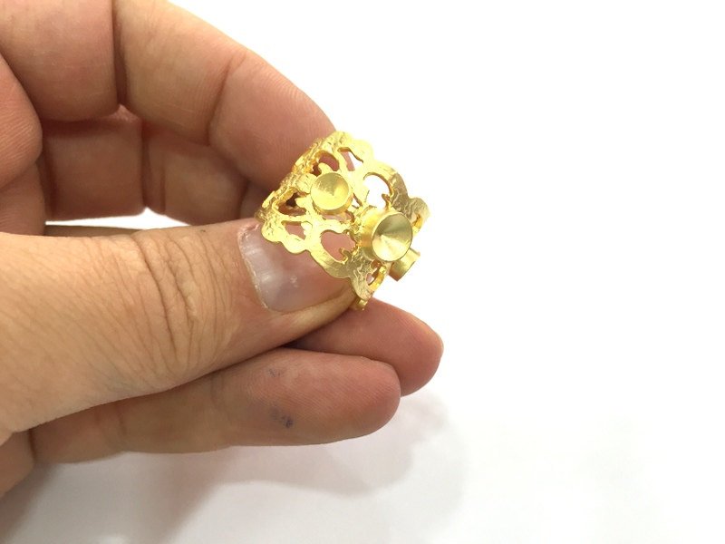 Adjustable Ring Blank (4mm and 5mm Blank) , Gold Plated Brass G3429