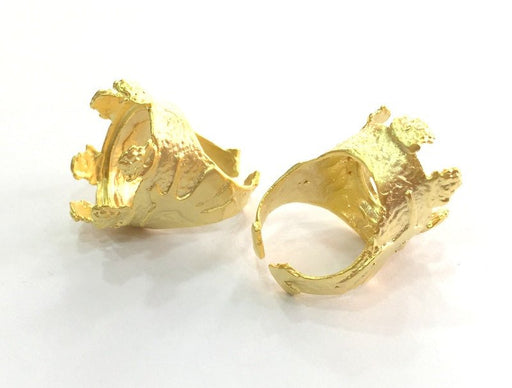 Adjustable Ring Blank (23x16mm Blank) , Gold Plated Brass G3445