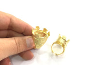Adjustable Ring Blank (23x16mm Blank) , Gold Plated Brass G3445
