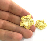 Gold Plated Brass Mountings ,  Blanks   (14 mm blank) G3446