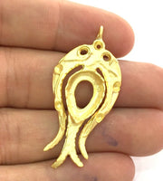 Gold Plated Brass Mountings ,  Blanks  45x22 mm (15x10 mm blank) G3431