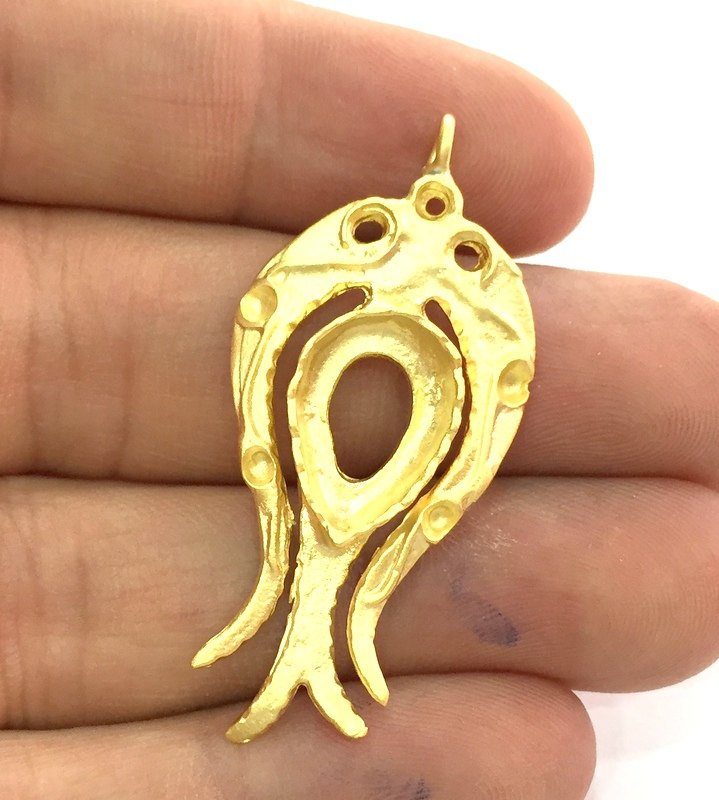 Gold Plated Brass Mountings ,  Blanks  45x22 mm (15x10 mm blank) G3431