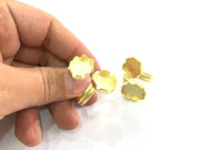 Ring Blank Bezel Settings Cabochon Base Mountings  (18x13mm and 14mm Blank) ,Adjustable  Gold Plated Brass G3448