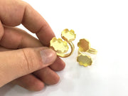 Ring Blank Bezel Settings Cabochon Base Mountings  (18x13mm and 14mm Blank) ,Adjustable  Gold Plated Brass G3448